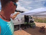 Camping and thonging in public! Sex while camping van life windy day!