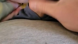 Submissive male beating off