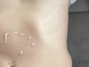 Cum on flat chest 7/16