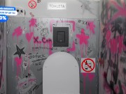 Pretty girl gets fucked by two dicks through the toilet walls Gloryhole - pinkloving 1/16