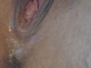 Omg look at the cum run out of my used milf pussy 12/16