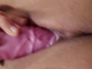 She’s gripping her thighs, struggling to hold back 3/16