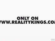 REALITY KINGS - Bombshell Lacey London Sneaks Away To Get Fucked With Muscular JMac In The Bathroom