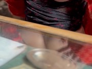 Cats don't wear panties, but I take off my panties in a cafe (part 1). 4/16