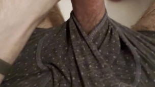 the twink gets a hard-on while he slowly jerks it off