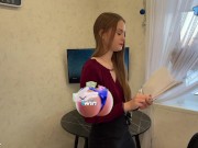 Мастер класс по минету в чулках закончился спермой в горле 2/16