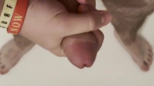 young twink relieves stress in the bathroom after a hard day