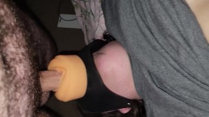 Sexy BBW face fucked with pussy mask