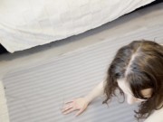 Stepsister was doing yoga, but I offered her my cock and fucked her tight pussy with a creamp 2/16