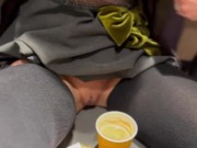 No panties in a cafe. 15/16