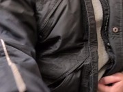 Brunette plays with perky boobs