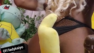 Phat Ass fit Ebony Twerking with Pikachu tail