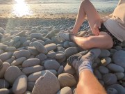 Almost Caught - On the Beach.!! Risky Sex With Hot Step Mom 2/16