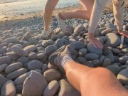 Almost Caught - On the Beach.!! Risky Sex With Hot Step Mom 5/16