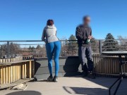 DICKFLASH public, a little redhead slut gives me a handjob and blowjob while her bf out Bigmax8inch 2/16