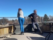 DICKFLASH public, a little redhead slut gives me a handjob and blowjob while her bf out Bigmax8inch 3/16