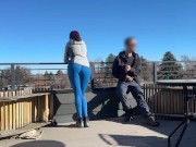 DICKFLASH public, a little redhead slut gives me a handjob and blowjob while her bf out Bigmax8inch 4/16