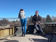 DICKFLASH public, a little redhead slut gives me a handjob and blowjob while her bf out Bigmax8inch 5/16