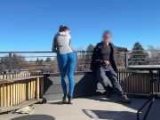 DICKFLASH public, a little redhead slut gives me a handjob and blowjob while her bf out Bigmax8inch 7/16