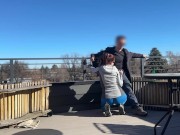 DICKFLASH public, a little redhead slut gives me a handjob and blowjob while her bf out Bigmax8inch 8/16