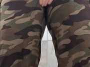Desperately peeing in my camo pants