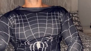 🔥SPIDERMAN GAY plays with his flexible cock😏😏