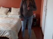 Stepson's friends jerk off while looking at my ass in jeans, I want to fuck them