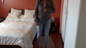 Stepson's friends jerk off while looking at my ass in jeans, I want to fuck them