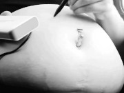 Belly inflation on a train! She inflated her belly in public and pretended to be pregnant 16/16