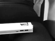 Belly inflation on a train! She inflated her belly in public and pretended to be pregnant 3/16