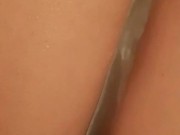 Fingertips slide deep before third squirt splashes 15/16