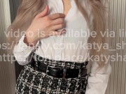 slutty secretary masturbates her pussy in stockings on heels, put stockings in her mouth 2/16