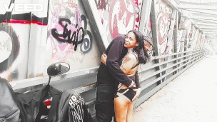 PUBLIC COUPLE OUTSIDE CAUGHT COSPLAY CAMERAMAN BLACK DRESS