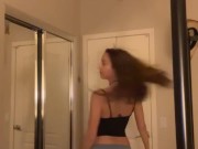 Petite babe shows off cute white lingerie 11/16