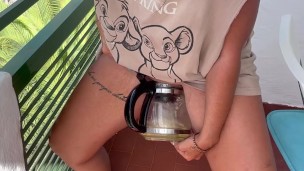 Pissing And DRINKING My HOT Piss💦 On The Terrace