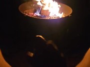 Stroking My Fat Cock By The Fire