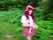 Little Red Riding Hood  With a HUGE HAIRY ass Was Fucked by TWO COCKS IN THE ASS, POOR GIRL