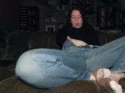 cute college girl home alone moaning on the parents sofa - little arden 4/16