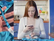 Trying on a chic sexy bodysuit and blue lingerie - Unpacking Gifts from the Past - ArinaFox 11/16