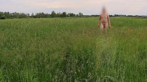 Naturist: Naked Boy Walks Through Grandfather's Field (Oxygenation of the Body) - without clothes in the grass