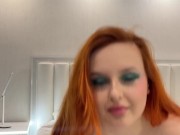 RED HAIRED JUICY WHITE SKIN MERMAID WITH PERFECT TITS TOUCHES HERSELF AND UNDRESSES ON CAMERA 6/16
