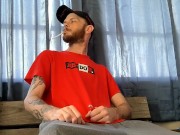 Stroking my big cock on my smoke break 1/16