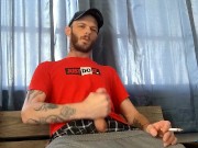 Stroking my big cock on my smoke break 9/16