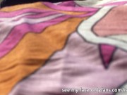 Look under my skirt at my panties-free pussy 3/16