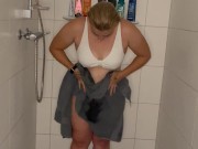 Dusche Binkini Selbstbefriedigung Durchbrause heißer Wasserstrahl feucht zittern Zucken stöhnen 16/16