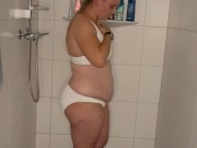 Dusche Binkini Selbstbefriedigung Durchbrause heißer Wasserstrahl feucht zittern Zucken stöhnen 5/16