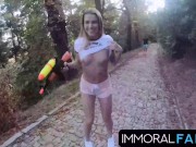 Woodland Chase, Topless Alexis Hunts Horny Pranksters! 5/16