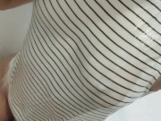 Curvy Babe Soaks Tank Top in Shower 3/16