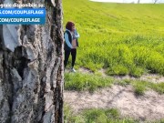 Pompino rischioso all'aperto a un guardone sconosciuto 2/16