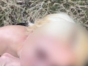 Hot blonde with natural tits gave a blowjob right on the street 10/16